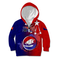 Papua New Guinea Central Province Kid Hoodie Mix Coat Of Arms Polynesian Pattern LT05 Zip Hoodie Blue - Polynesian Pride