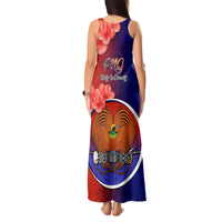 Papua New Guinea Central Province Tank Maxi Dress Mix Coat Of Arms Polynesian Pattern LT05 - Polynesian Pride