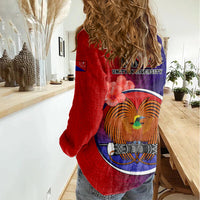 Papua New Guinea Central Province Women Casual Shirt Mix Coat Of Arms Polynesian Pattern LT05 - Polynesian Pride