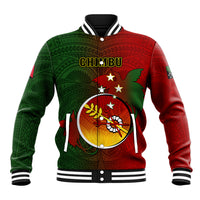 Papua New Guinea Chimbu Province Baseball Jacket Mix Coat Of Arms Polynesian Pattern LT05 Unisex Red - Polynesian Pride
