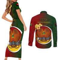 Papua New Guinea Chimbu Province Couples Matching Short Sleeve Bodycon Dress and Long Sleeve Button Shirts Mix Coat Of Arms Polynesian Pattern LT05 - Polynesian Pride