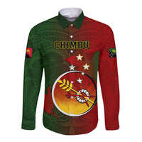 Papua New Guinea Chimbu Province Long Sleeve Button Shirt Mix Coat Of Arms Polynesian Pattern LT05 Unisex Red - Polynesian Pride