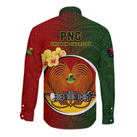 Papua New Guinea Chimbu Province Long Sleeve Button Shirt Mix Coat Of Arms Polynesian Pattern LT05 - Polynesian Pride