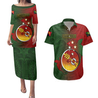 Personalized Papua New Guinea Chimbu Province Couples Matching Puletasi Dress and Hawaiian Shirt Mix Coat Of Arms Polynesian Pattern LT05 Red - Polynesian Pride