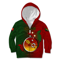Personalized Papua New Guinea Chimbu Province Kid Hoodie Mix Coat Of Arms Polynesian Pattern LT05 Zip Hoodie Red - Polynesian Pride