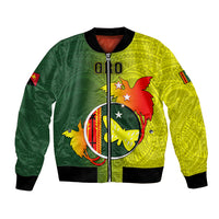 Papua New Guinea Oro Province Bomber Jacket Mix Coat Of Arms Polynesian Pattern LT05 Unisex Yellow - Polynesian Pride