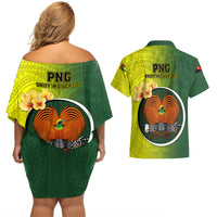 Papua New Guinea Oro Province Couples Matching Off Shoulder Short Dress and Hawaiian Shirt Mix Coat Of Arms Polynesian Pattern LT05 - Polynesian Pride