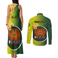 Personalized Papua New Guinea Oro Province Couples Matching Tank Maxi Dress and Long Sleeve Button Shirts Mix Coat Of Arms Polynesian Pattern LT05 - Polynesian Pride
