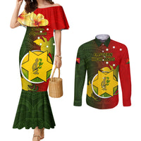 Papua New Guinea Eastern Highlands Province Couples Matching Mermaid Dress and Long Sleeve Button Shirts Mix Coat Of Arms Polynesian Pattern LT05 Red - Polynesian Pride