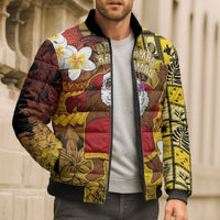 Papua New Guinea Retro Christmas Bomber Puffer Jacket Hamamas Krismas - Polynesian Pride
