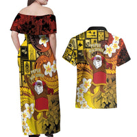 Papua New Guinea Retro Christmas Couples Matching Off Shoulder Maxi Dress and Hawaiian Shirt Hamamas Krismas LT05 - Polynesian Pride