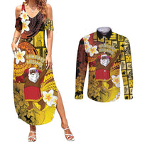 Papua New Guinea Retro Christmas Couples Matching Summer Maxi Dress and Long Sleeve Button Shirt Hamamas Krismas LT05 Colorful - Polynesian Pride
