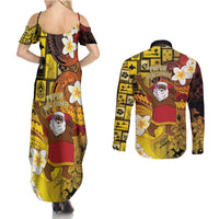 Papua New Guinea Retro Christmas Couples Matching Summer Maxi Dress and Long Sleeve Button Shirt Hamamas Krismas LT05 - Polynesian Pride