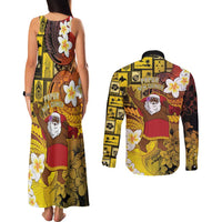 Papua New Guinea Retro Christmas Couples Matching Tank Maxi Dress and Long Sleeve Button Shirt Hamamas Krismas LT05 - Polynesian Pride