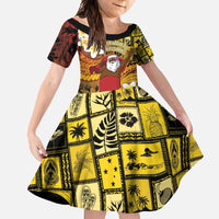 Papua New Guinea Retro Christmas Family Matching Summer Maxi Dress and Hawaiian Shirt Hamamas Krismas LT05 Daughter's Dress Colorful - Polynesian Pride