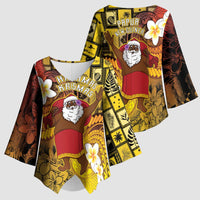 Papua New Guinea Retro Christmas Kimono Sleeve Blouse Hamamas Krismas - Polynesian Pride