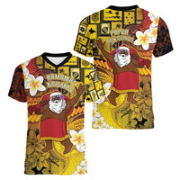 Papua New Guinea Retro Christmas Women V-Neck T-Shirt Hamamas Krismas LT05 - Polynesian Pride