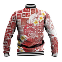 Tonga Christmas Baseball Jacket Kilisimasi Fiefia Retro Style Red - Polynesian Pride