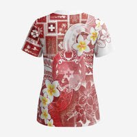 Tonga Christmas Scrub Top Kilisimasi Fiefia Retro Style Red - Polynesian Pride