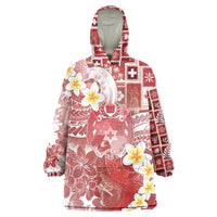 Tonga Christmas Wearable Blanket Hoodie Kilisimasi Fiefia Retro Style Red - Polynesian Pride