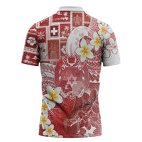 Tonga Christmas Zipper Polo Shirt Kilisimasi Fiefia Retro Style Red LT05 - Polynesian Pride