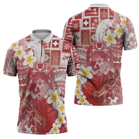 Tonga Christmas Zipper Polo Shirt Kilisimasi Fiefia Retro Style Red LT05 - Polynesian Pride