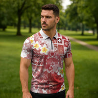 Tonga Christmas Zipper Polo Shirt Kilisimasi Fiefia Retro Style Red LT05 - Polynesian Pride
