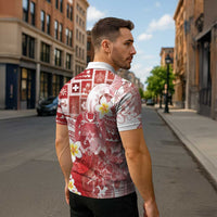 Tonga Christmas Zipper Polo Shirt Kilisimasi Fiefia Retro Style Red LT05 - Polynesian Pride