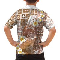 Tonga Christmas Family Matching Off The Shoulder Long Sleeve Dress and Hawaiian Shirt Kilisimasi Fiefia Retro Style Brown LT05 - Polynesian Pride