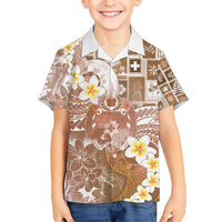 Tonga Christmas Hawaiian Shirt Kilisimasi Fiefia Retro Style Brown - Polynesian Pride