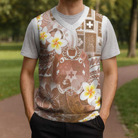 Tonga Christmas Knitted V-Neck Vest Kilisimasi Fiefia Retro Style Brown - Polynesian Pride