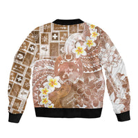 Tonga Christmas Sleeve Zip Bomber Jacket Kilisimasi Fiefia Retro Style Brown - Polynesian Pride