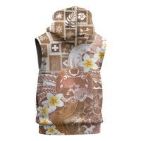 Tonga Christmas Sleeveless Zip Hoodie Kilisimasi Fiefia Retro Style Brown LT05 - Polynesian Pride