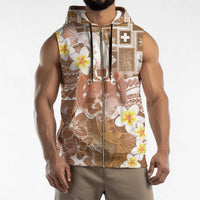 Tonga Christmas Sleeveless Zip Hoodie Kilisimasi Fiefia Retro Style Brown LT05 - Polynesian Pride