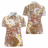 Tonga Christmas Women Polo Shirt Kilisimasi Fiefia Retro Style Brown - Polynesian Pride