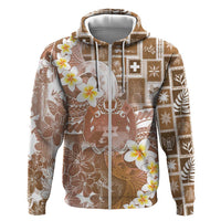 Tonga Christmas Zip Hoodie Kilisimasi Fiefia Retro Style Brown - Polynesian Pride