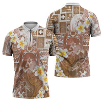 Tonga Christmas Zipper Polo Shirt Kilisimasi Fiefia Retro Style Brown - Polynesian Pride