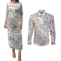 Tonga Christmas Couples Matching Puletasi and Long Sleeve Button Shirt Kilisimasi Fiefia Retro Style White - Polynesian Pride