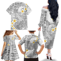 Tonga Christmas Family Matching Off The Shoulder Long Sleeve Dress and Hawaiian Shirt Kilisimasi Fiefia Retro Style White LT05 - Polynesian Pride