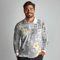 Tonga Christmas Long Sleeve Polo Shirt Kilisimasi Fiefia Retro Style White - Polynesian Pride