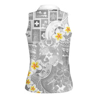 Tonga Christmas Women Sleeveless Polo Shirt Kilisimasi Fiefia Retro Style White - Polynesian Pride