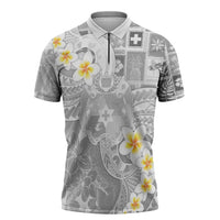 Tonga Christmas Zipper Polo Shirt Kilisimasi Fiefia Retro Style White LT05 White - Polynesian Pride