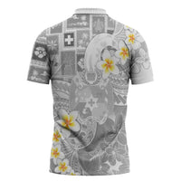 Tonga Christmas Zipper Polo Shirt Kilisimasi Fiefia Retro Style White LT05 - Polynesian Pride
