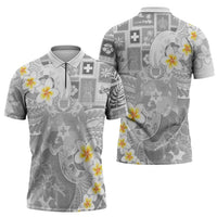 Tonga Christmas Zipper Polo Shirt Kilisimasi Fiefia Retro Style White LT05 - Polynesian Pride