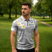 Tonga Christmas Zipper Polo Shirt Kilisimasi Fiefia Retro Style White LT05 - Polynesian Pride
