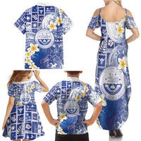 Federated States Of Micronesia Christmas Family Matching Summer Maxi Dress and Hawaiian Shirt Retro Style Bright Version - Polynesian Pride