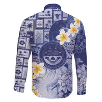 Federated States Of Micronesia Christmas Family Matching Off The Shoulder Long Sleeve Dress and Hawaiian Shirt Retro Style Dark Version LT05 - Polynesian Pride