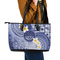 Federated States Of Micronesia Christmas Leather Tote Bag Retro Style Dark Version - Polynesian Pride