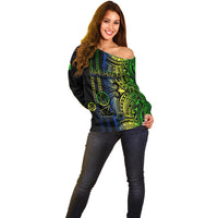 Custom Vanuatu Malampa Off Shoulder Sweater Polynesian Tribal LT6 - Polynesian Pride