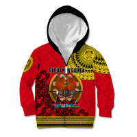 Papua New Guinea Kid Hoodie Melanesian Festival 2023 LT6 Zip Hoodie Red - Polynesian Pride